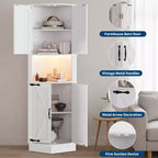 Meuble d'angle de ferme de 65 po avec éclairage DEL, meuble de rangement d'exposition autoportant avec porte de grange, 5 étagères et ports USB et prises de courant