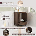 Meuble-lavabo de salle de bain 24 pouces, ensemble moderne avec lavabo, robinet monotrou, portes texturées, tiroir, pieds en pin, grand rangement, charnières à fermeture douce