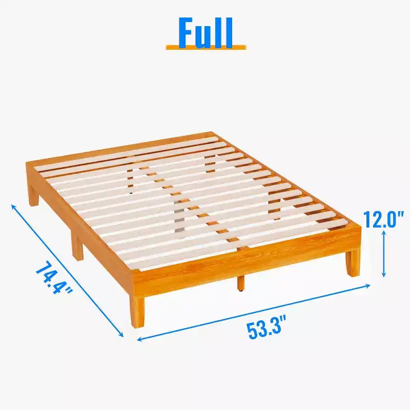 Cadre de lit en bois FDW, sommier polyvalent en bois massif avec 14 lattes en bois, aucun sommier tapissier requis