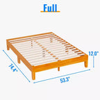 Cadre de lit en bois FDW, sommier polyvalent en bois massif avec 14 lattes en bois, aucun sommier tapissier requis
