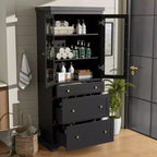 Meuble de rangement de salle de bain 70 Meuble bas autoportant avec 3 tiroirs et étagères réglables, Armoire de cuisine pour salle de bain ou bureau