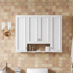 Meuble vasque de salle de bain moderne avec 5 étagères réglables, armoire à pharmacie murale, charnières à fermeture douce et design à étagères ouvertes, Blanc