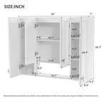 Meuble vasque de salle de bain moderne avec 5 étagères réglables, armoire à pharmacie murale, charnières à fermeture douce et design à étagères ouvertes, Blanc