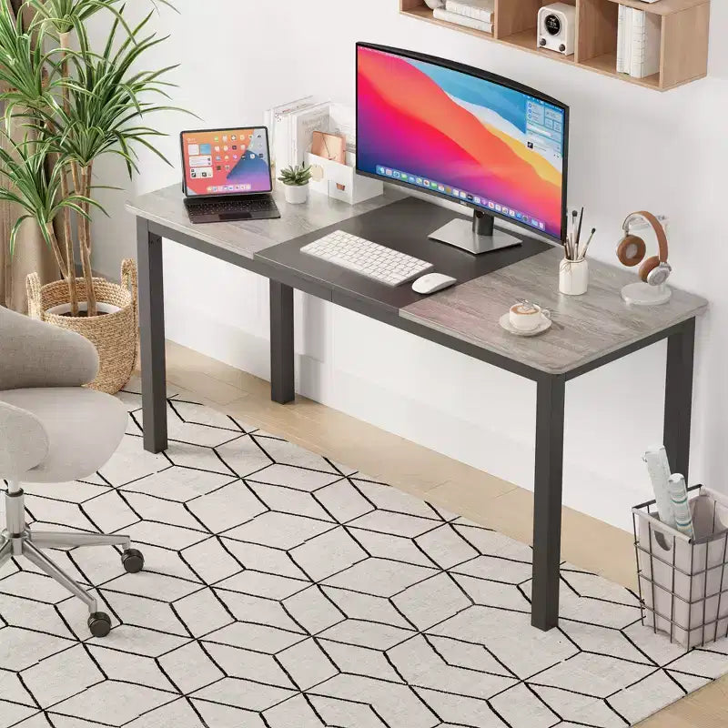 COZONY Grand Bureau d'Ordinateur, Cadre en Métal Noir, Bureau de Gaming Moderne et Simple, Station de Travail pour Étude et Bureau à Domicile