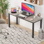 COZONY Grand Bureau d'Ordinateur, Cadre en Métal Noir, Bureau de Gaming Moderne et Simple, Station de Travail pour Étude et Bureau à Domicile