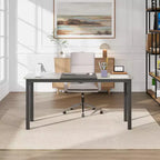COZONY Grand Bureau d'Ordinateur, Cadre en Métal Noir, Bureau de Gaming Moderne et Simple, Station de Travail pour Étude et Bureau à Domicile