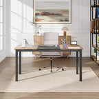 COZONY Grand Bureau d'Ordinateur, Cadre en Métal Noir, Bureau de Gaming Moderne et Simple, Station de Travail pour Étude et Bureau à Domicile
