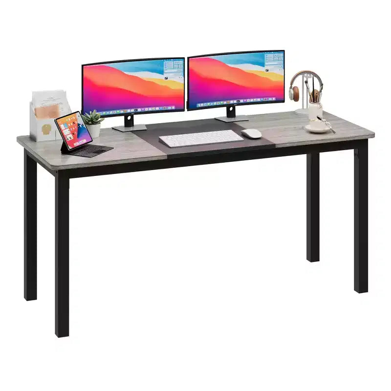 COZONY Grand Bureau d'Ordinateur, Cadre en Métal Noir, Bureau de Gaming Moderne et Simple, Station de Travail pour Étude et Bureau à Domicile