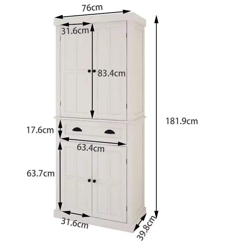 sumyeg 71'' Meuble de Rangement Haut avec Tiroir, 4 Portes et Étagères Réglables pour Cuisine ou Buanderie