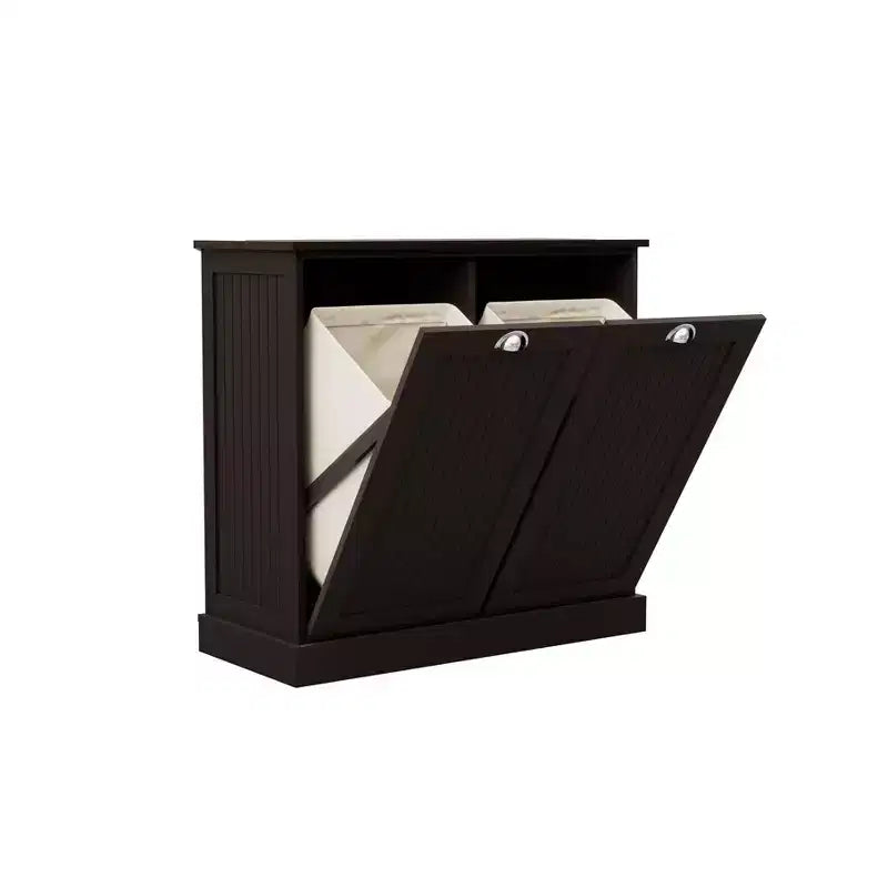 sumyeg Two-Compartment Tilt-Out Laundry Sorter Cabinet with Hidden Storage