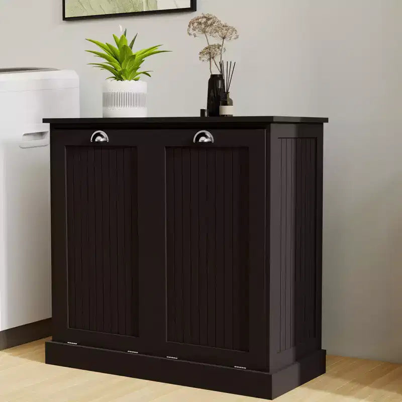sumyeg Meuble de tri de linge à bascule à deux compartiments avec rangement dissimulé