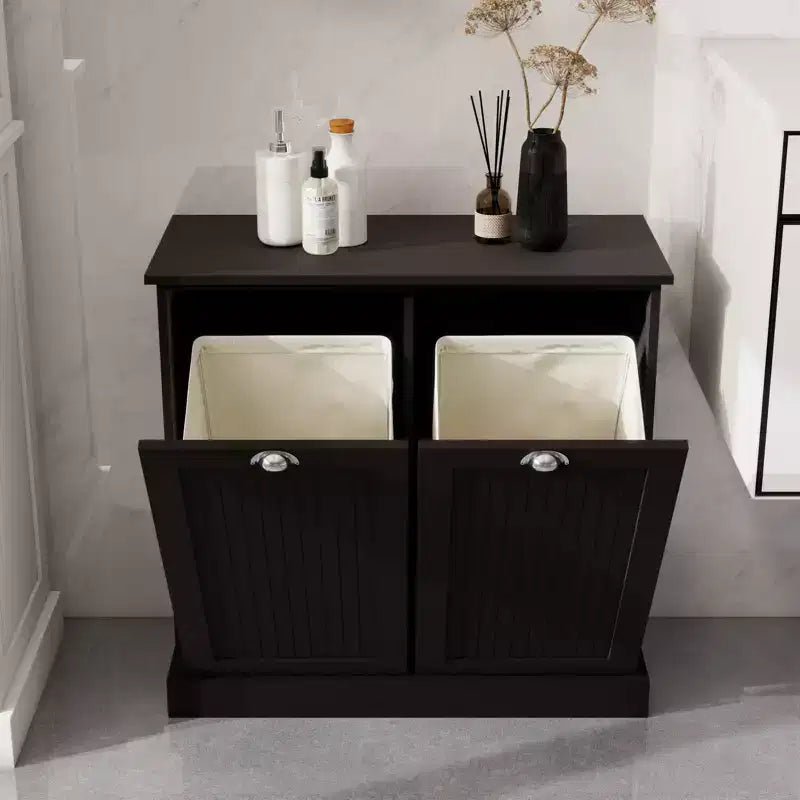 sumyeg Meuble de tri de linge à bascule à deux compartiments avec rangement dissimulé