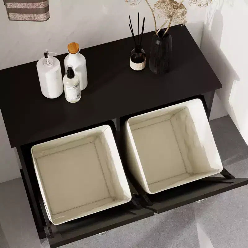 sumyeg Meuble de tri de linge à bascule à deux compartiments avec rangement dissimulé