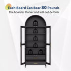 Meuble de Rangement Haut avec Portes Vitrées, 2 Tiroirs et Étagères Réglables pour Cuisine ou Salon, 55 po