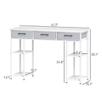 TUYOHW 47.2 Bureau d'ordinateur, bureau avec 3 tiroirs en tissu, 2 étagères réglables, cadre en acier, bureau d'écriture pour bureau à domicile, étude, chambre à coucher