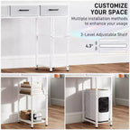 TUYOHW 47.2 Bureau d'ordinateur, bureau avec 3 tiroirs en tissu, 2 étagères réglables, cadre en acier, bureau d'écriture pour bureau à domicile, étude, chambre à coucher