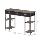 TUYOHW 47.2 Bureau d'ordinateur, bureau avec 3 tiroirs en tissu, 2 étagères réglables, cadre en acier, bureau d'écriture pour bureau à domicile, étude, chambre à coucher