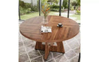 TUYOHW Table à manger en bois avec plateau épaissi, table de cuisine ronde de 120 cm pour 4 à 6 personnes, table spacieuse et multifonctionnelle pour salle à manger et salon
