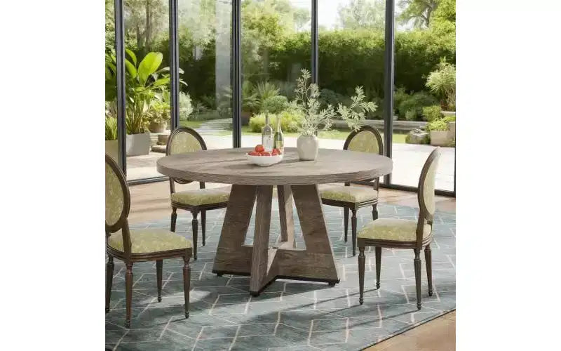 TUYOHW Table à manger en bois avec plateau épaissi, table de cuisine ronde de 120 cm pour 4 à 6 personnes, table spacieuse et multifonctionnelle pour salle à manger et salon