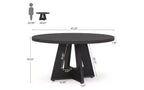 TUYOHW Table à manger en bois avec plateau épaissi, table de cuisine ronde de 120 cm pour 4 à 6 personnes, table spacieuse et multifonctionnelle pour salle à manger et salon