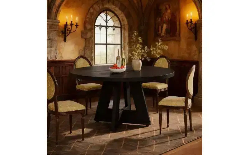 TUYOHW Table à manger en bois avec plateau épaissi, table de cuisine ronde de 120 cm pour 4 à 6 personnes, table spacieuse et multifonctionnelle pour salle à manger et salon