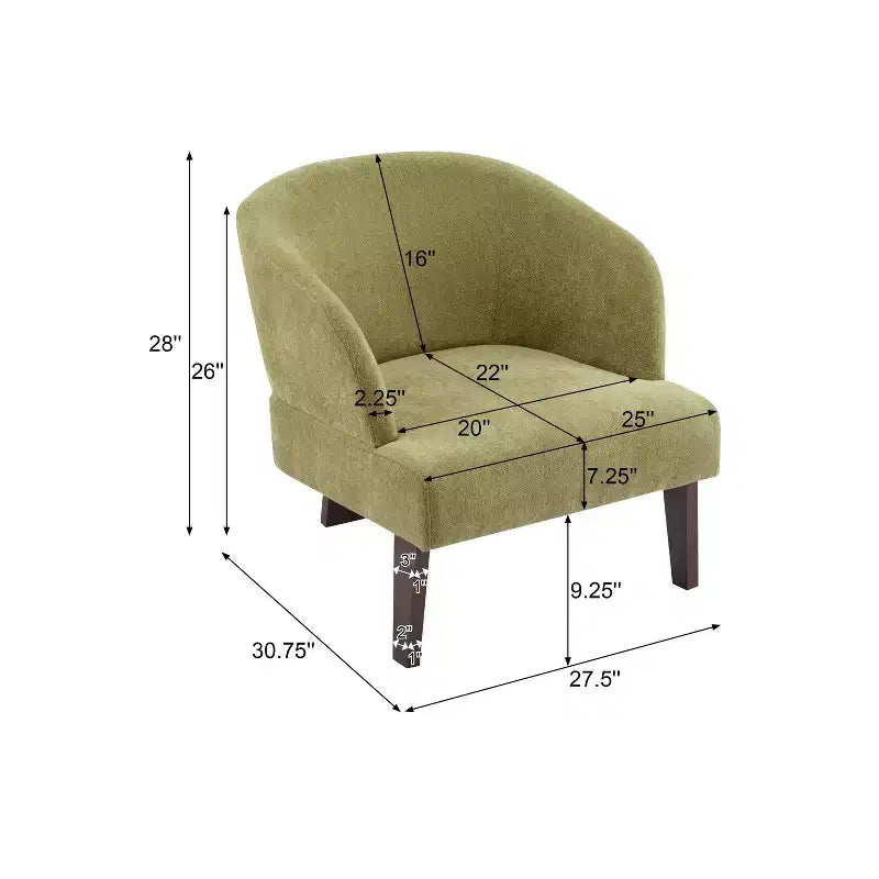 TUYOHW Fauteuil d'appoint moderne avec dossier en forme de tonneau, chaise rembourrée confortable avec 3 pieds en bois massif, fauteuils de salon en forme de tonneau pour le salon, la chambre à coucher