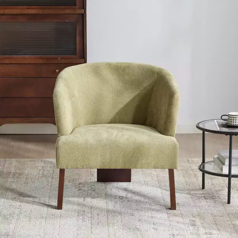 TUYOHW Fauteuil d'appoint moderne avec dossier en forme de tonneau, chaise rembourrée confortable avec 3 pieds en bois massif, fauteuils de salon en forme de tonneau pour le salon, la chambre à coucher