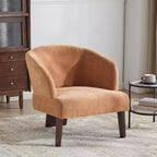 TUYOHW Fauteuil d'appoint moderne avec dossier en forme de tonneau, chaise rembourrée confortable avec 3 pieds en bois massif, fauteuils de salon en forme de tonneau pour le salon, la chambre à coucher