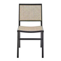 HomeRoots Natural and Black Solid Wood and Cane Partially Open Back Dining Side Chair