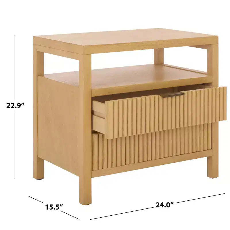 Maruba Table de Chevet 2 Tiroirs 1 Étagère - NST6610 - Naturel - Safavieh