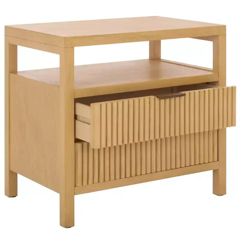 Maruba Table de Chevet 2 Tiroirs 1 Étagère - NST6610 - Naturel - Safavieh