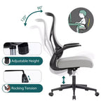 Chaise d'ordinateur ergonomique TUYOHW avec accoudoirs relevables, chaise de bureau avec support lombaire, chaise d'ordinateur pivotante à roulettes pour la maison, le bureau