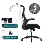 Chaise d'ordinateur ergonomique TUYOHW avec accoudoirs relevables, chaise de bureau avec support lombaire, chaise d'ordinateur pivotante à roulettes pour la maison, le bureau