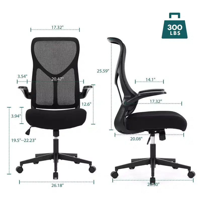 Chaise d'ordinateur ergonomique TUYOHW avec accoudoirs relevables, chaise de bureau avec support lombaire, chaise d'ordinateur pivotante à roulettes pour la maison, le bureau