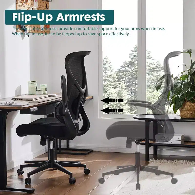 Chaise d'ordinateur ergonomique TUYOHW avec accoudoirs relevables, chaise de bureau avec support lombaire, chaise d'ordinateur pivotante à roulettes pour la maison, le bureau