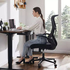 Chaise d'ordinateur ergonomique TUYOHW avec accoudoirs relevables, chaise de bureau avec support lombaire, chaise d'ordinateur pivotante à roulettes pour la maison, le bureau