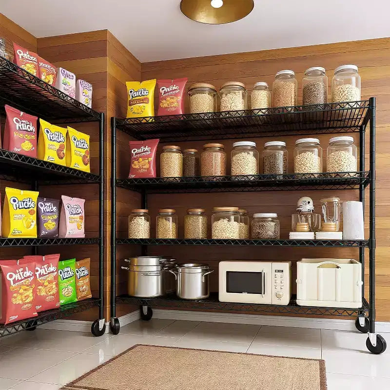 Étagère métallique à 4 niveaux robuste avec roulettes, 24P x 56L x 75H, capacité de 2200 livres, étagère de rangement métallique réglable, étagères industrielles