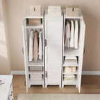 Armoire de rangement avec 2 portes, armoire en bois de 183 cm avec tringle à vêtements, armoire étroite et haute pour chambre à coucher
