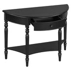 Console de salon Whisen Farmhouse Half Moon, Table d'appoint rustique, Table de canapé pour entrée avec tiroir et étagère