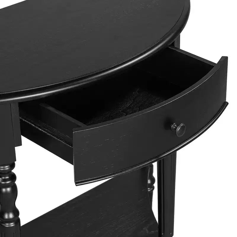 Console de salon Whisen Farmhouse Half Moon, Table d'appoint rustique, Table de canapé pour entrée avec tiroir et étagère