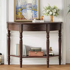 Console de salon Whisen Farmhouse Half Moon, Table d'appoint rustique, Table de canapé pour entrée avec tiroir et étagère