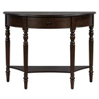 Console de salon Whisen Farmhouse Half Moon, Table d'appoint rustique, Table de canapé pour entrée avec tiroir et étagère