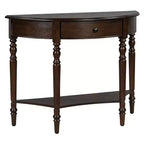 Console de salon Whisen Farmhouse Half Moon, Table d'appoint rustique, Table de canapé pour entrée avec tiroir et étagère
