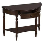Console de salon Whisen Farmhouse Half Moon, Table d'appoint rustique, Table de canapé pour entrée avec tiroir et étagère