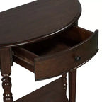 Console de salon Whisen Farmhouse Half Moon, Table d'appoint rustique, Table de canapé pour entrée avec tiroir et étagère