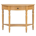 Console de salon Whisen Farmhouse Half Moon, Table d'appoint rustique, Table de canapé pour entrée avec tiroir et étagère