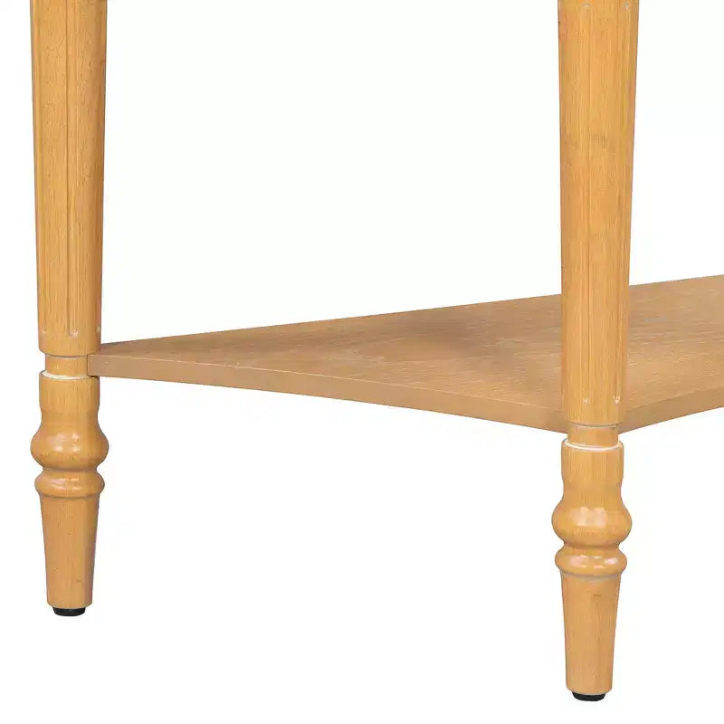 Console de salon Whisen Farmhouse Half Moon, Table d'appoint rustique, Table de canapé pour entrée avec tiroir et étagère