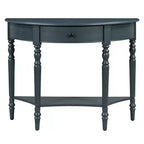 Console de salon Whisen Farmhouse Half Moon, Table d'appoint rustique, Table de canapé pour entrée avec tiroir et étagère