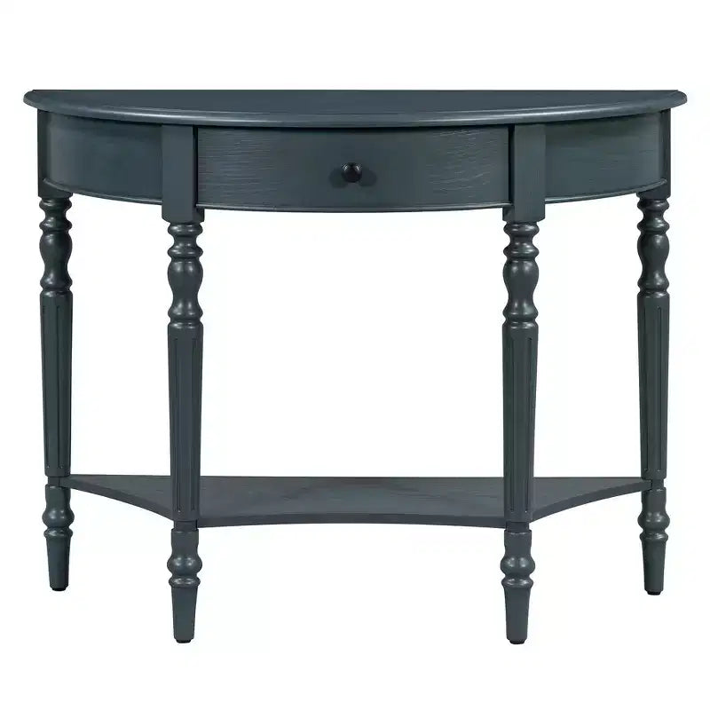 Console de salon Whisen Farmhouse Half Moon, Table d'appoint rustique, Table de canapé pour entrée avec tiroir et étagère