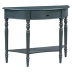 Console de salon Whisen Farmhouse Half Moon, Table d'appoint rustique, Table de canapé pour entrée avec tiroir et étagère